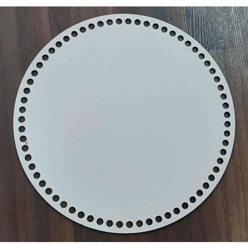 Çanta Aksesuar Ahşap, Beyaz 30 Cm Çapında Plaka