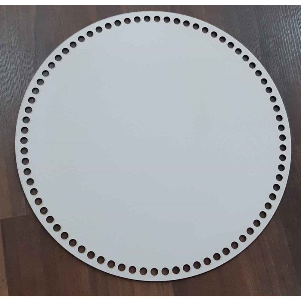 Çanta Aksesuar Ahşap, Beyaz 35 Cm Çapında Plaka