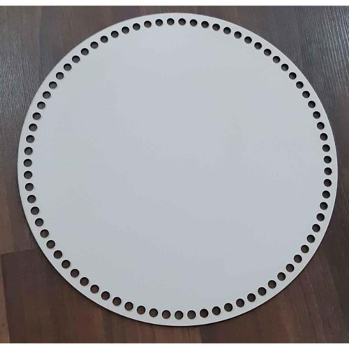 Çanta Aksesuar Ahşap, Beyaz 35 Cm Çapında Plaka