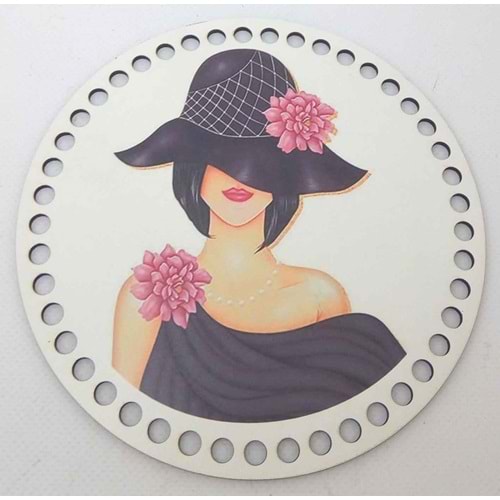 Çanta Aksesuar Ahşap 17 Cm Çapında Resimli Plaka