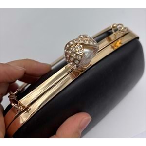 Çanta Aksesuar Abiye Çanta Kalıbı İncili Taşlı Tutmalı Model Light Gold Metalli (NO:23)