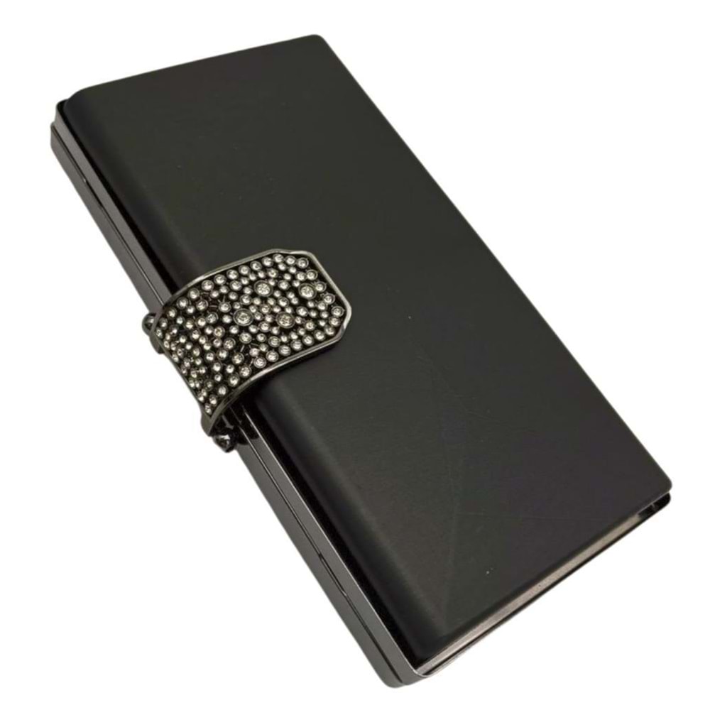 Çanta Aksesuar Abiye Çanta Kalıbı Taşlı Kapak Model Füme Metalli