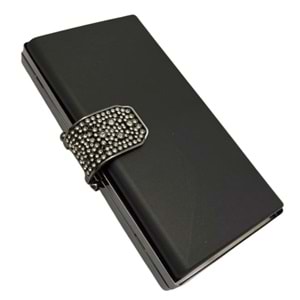 Çanta Aksesuar Abiye Çanta Kalıbı Taşlı Kapak Model Füme Metalli