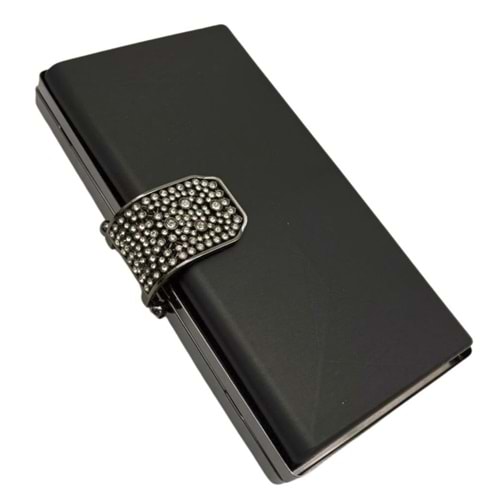 Çanta Aksesuar Abiye Çanta Kalıbı Taşlı Kapak Model Füme Metalli