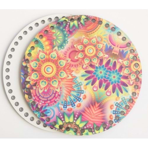 Çanta Aksesuar Ahşap 20 Cm Çapında Resimli Plaka Arkalıklı B Serisi No1