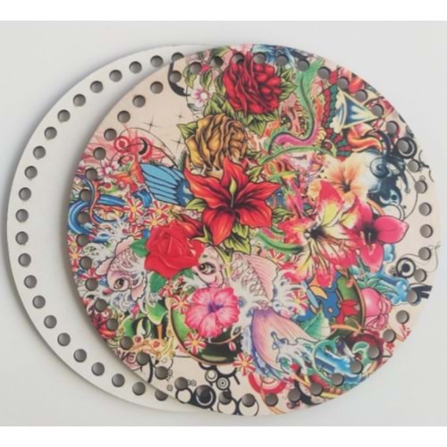 Çanta Aksesuar Ahşap 20 Cm Çapında Resimli Plaka Arkalıklı B Serisi No11