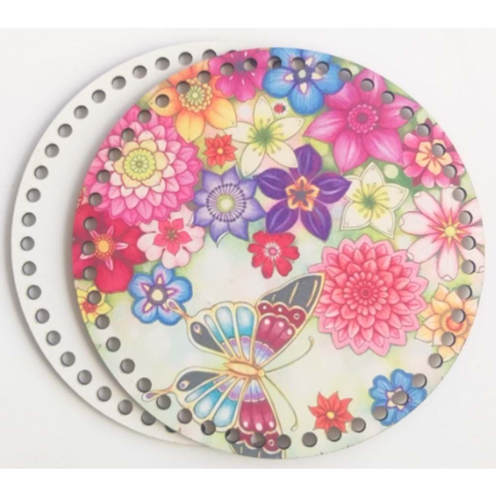 Çanta Aksesuar Ahşap 20 Cm Çapında Resimli Plaka Arkalıklı B Serisi No12