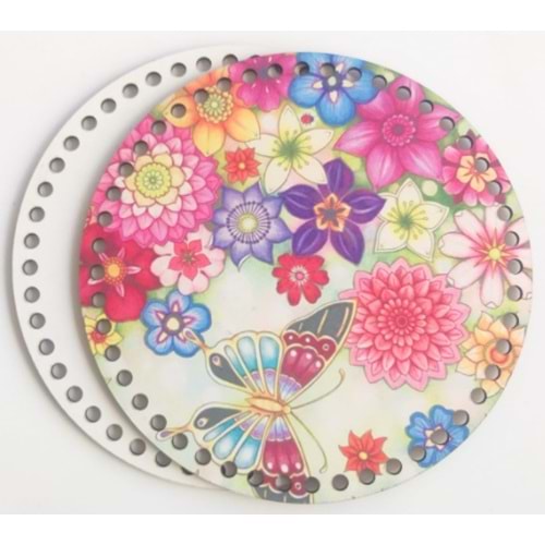 Çanta Aksesuar Ahşap 20 Cm Çapında Resimli Plaka Arkalıklı B Serisi No12