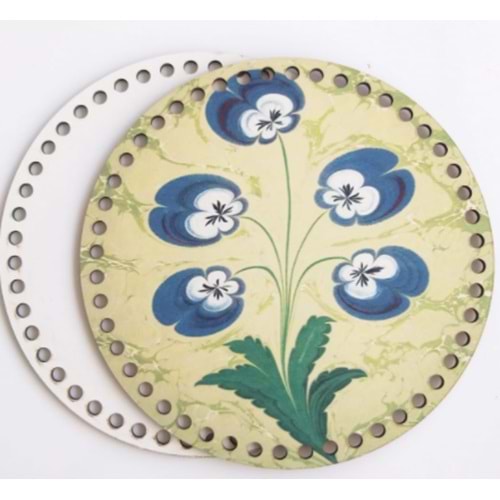 Çanta Aksesuar Ahşap 20 Cm Çapında Resimli Plaka Arkalıklı F Serisi No2