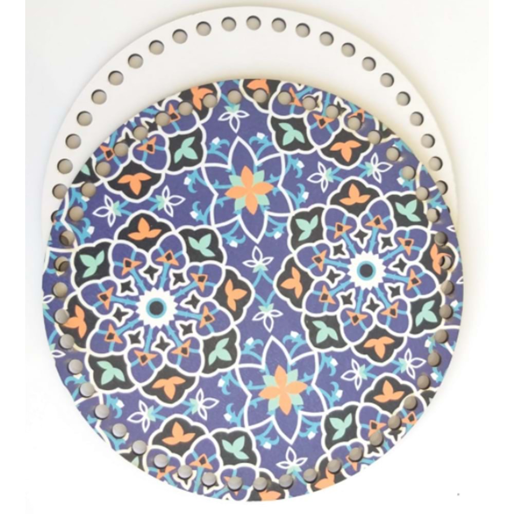 Çanta Aksesuar Ahşap 20 Cm Çapında Resimli Plaka Arkalıklı K Serisi No18