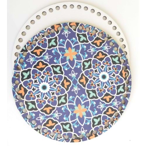 Çanta Aksesuar Ahşap 20 Cm Çapında Resimli Plaka Arkalıklı K Serisi No18