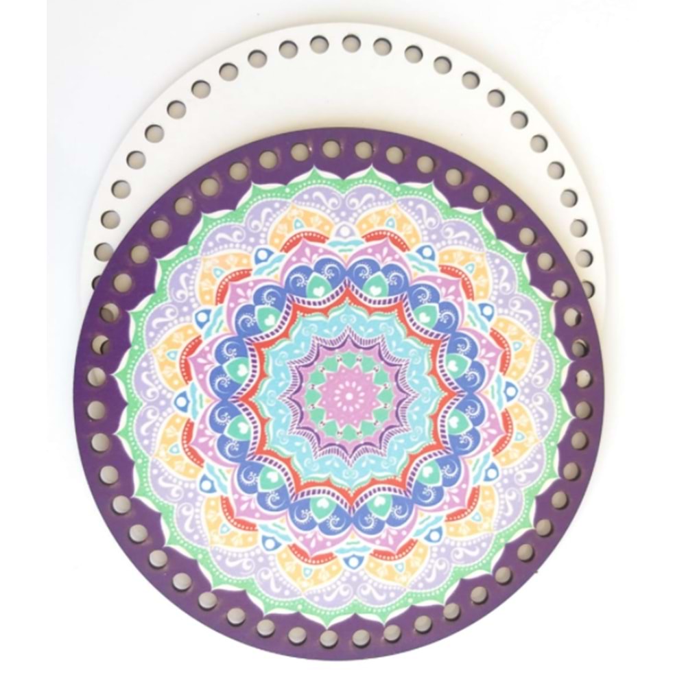 Çanta Aksesuar Ahşap 20 Cm Çapında Resimli Plaka Arkalıklı K Serisi No2