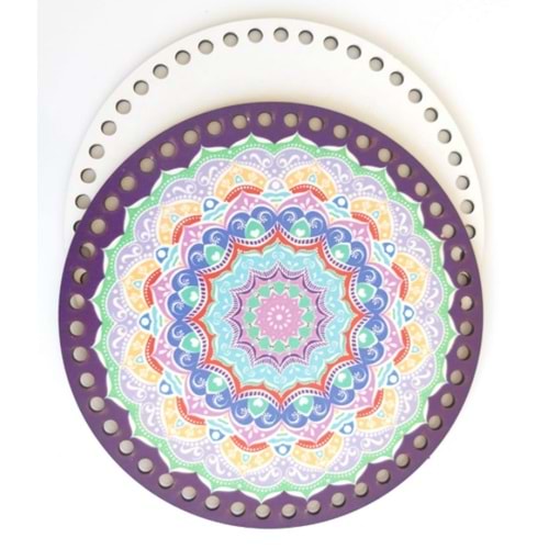 Çanta Aksesuar Ahşap 20 Cm Çapında Resimli Plaka Arkalıklı K Serisi No2