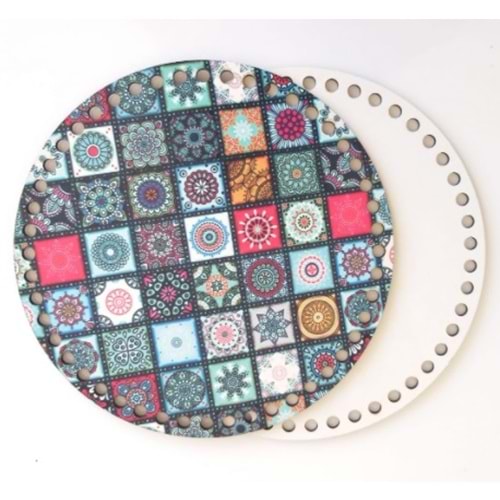 Çanta Aksesuar Ahşap 20 Cm Çapında Resimli Plaka Arkalıklı K Serisi No24