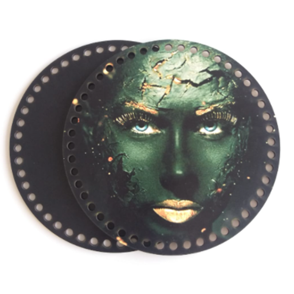 Çanta Aksesuar Ahşap 20 Cm Çapında Resimli Plaka Arkalıklı S Serisi No4