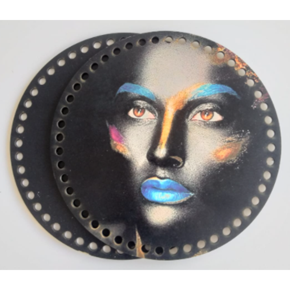 Çanta Aksesuar Ahşap 20 Cm Çapında Resimli Plaka Arkalıklı S Serisi No5