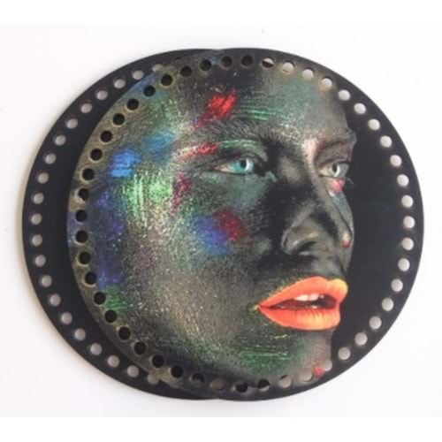 Çanta Aksesuar Ahşap 20 Cm Çapında Resimli Plaka Arkalıklı S Serisi No6