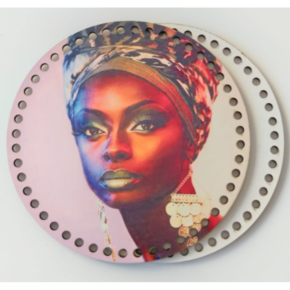 Çanta Aksesuar Ahşap 20 Cm Çapında Resimli Plaka Arkalıklı X Serisi No14