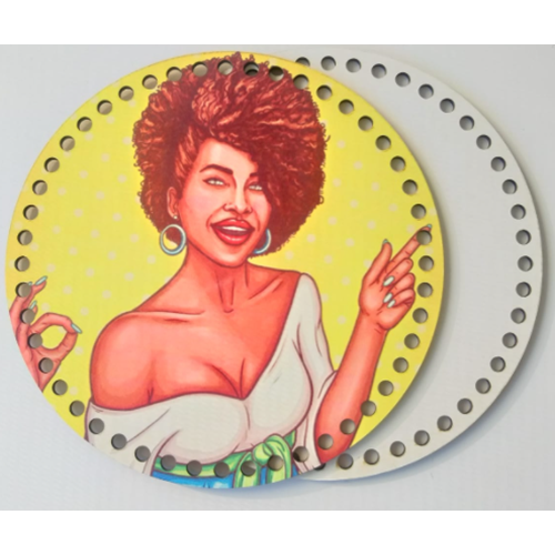 Çanta Aksesuar Ahşap 20 Cm Çapında Resimli Plaka Arkalıklı X Serisi No6