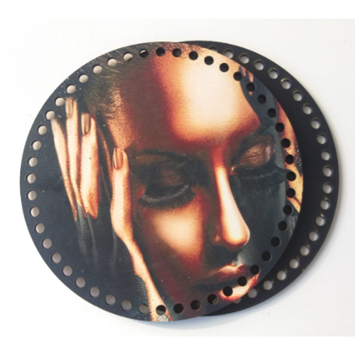 Çanta Aksesuar Ahşap 20 Cm Çapında Resimli Plaka Arkalıklı X Serisi No9