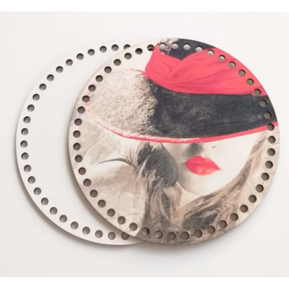 Çanta Aksesuar Ahşap 20 Cm Çapında Resimli Plaka Arkalıklı Z Serisi No17