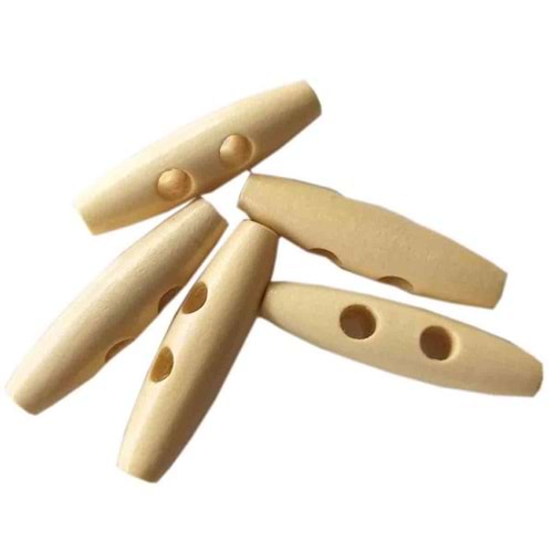 Çanta Aksesuar 5Li Ahşap Çoban Düğme 5 Cm Krem