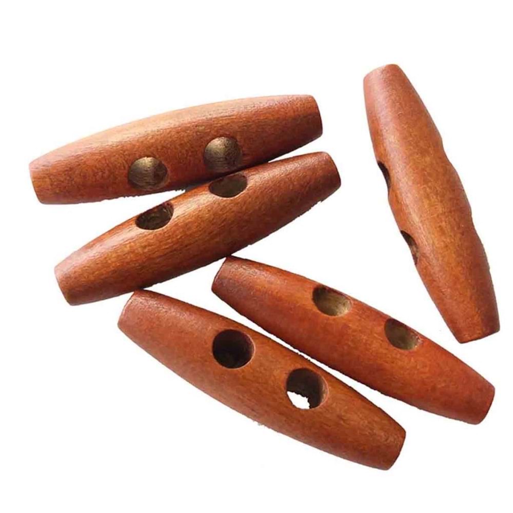 Çanta Aksesuar 5Li Ahşap Çoban Düğme 5 Cm Taba