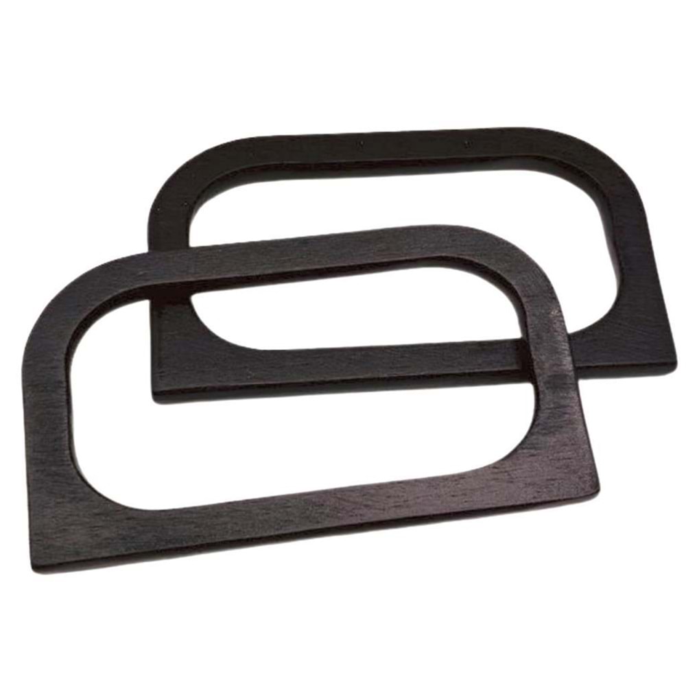 Çanta Aksesuar D Model 14X8 cm Siyah Renk Ahşap Çanta Sapı