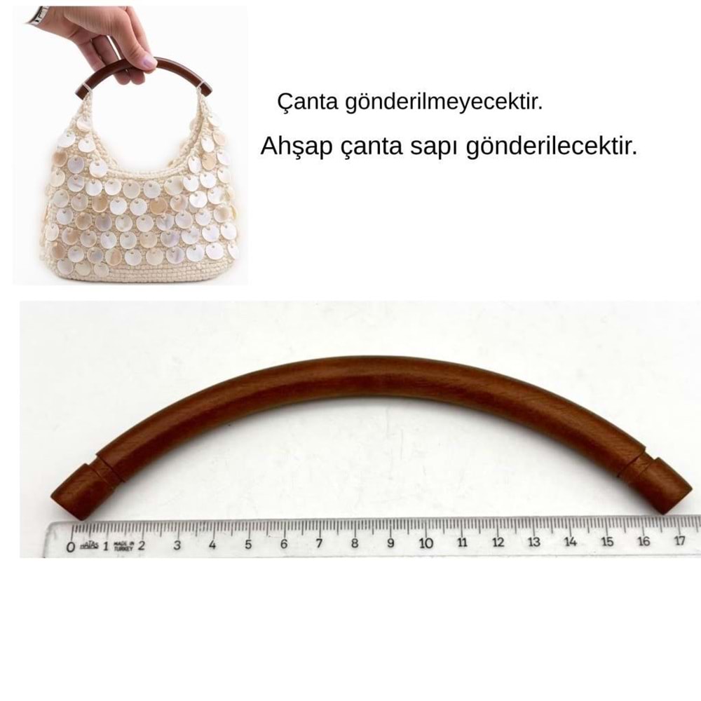 Çanta Aksesuar Oval Koyu Renk Tek Ahşap Çanta Sapı 17 Cm