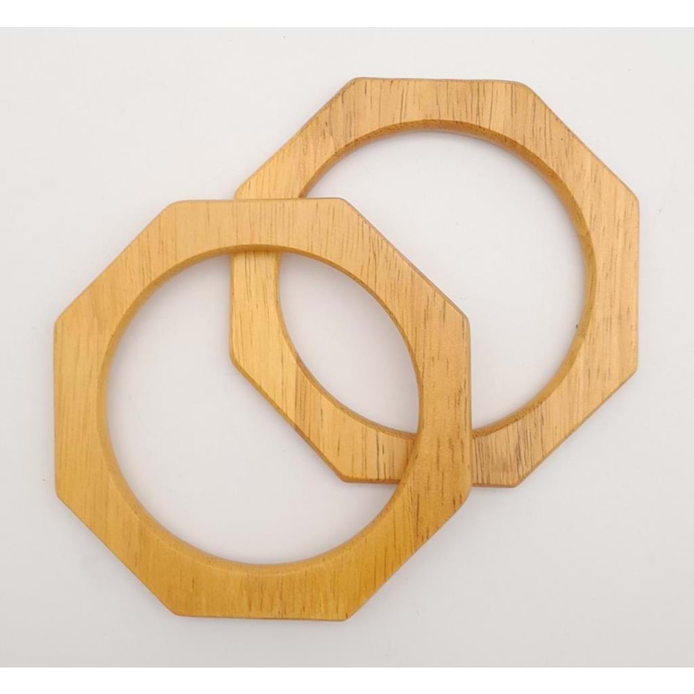 Çanta Aksesuar Sekizgen 12 cm Ahşap Çanta Sapı