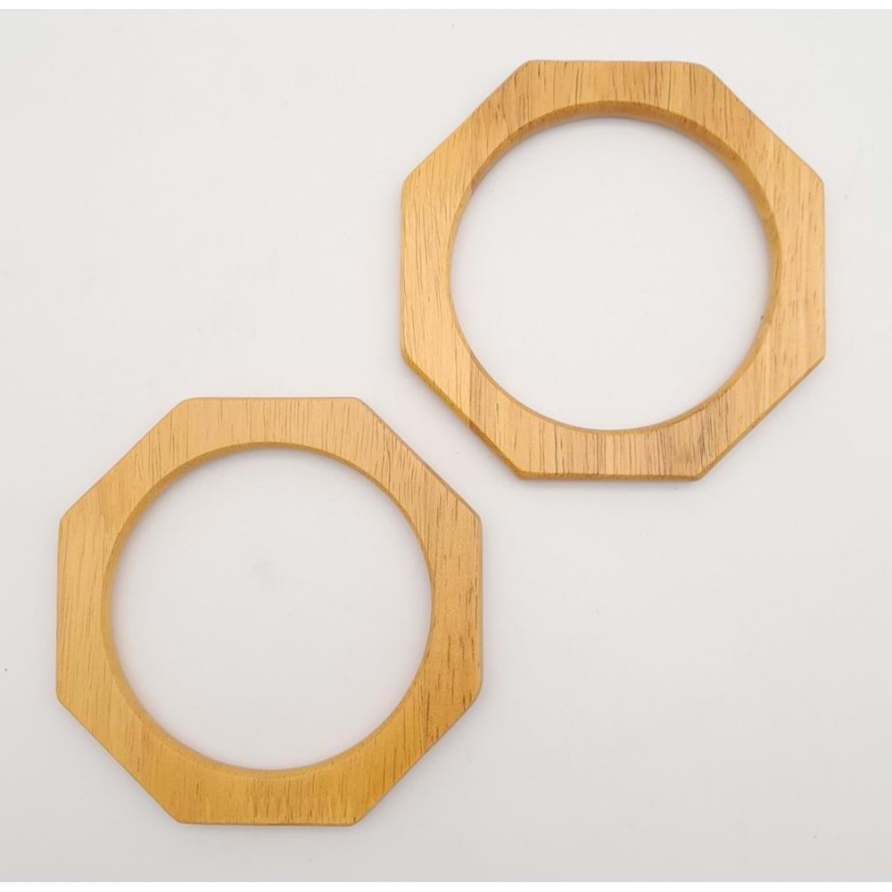 Çanta Aksesuar Sekizgen 12 cm Ahşap Çanta Sapı