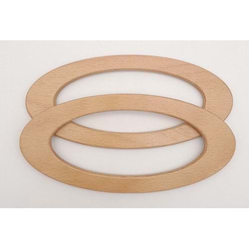 Çanta Aksesuar Oval Model 9x19.5 cm Açık Ahşap Renk Ahşap Çanta Sapı