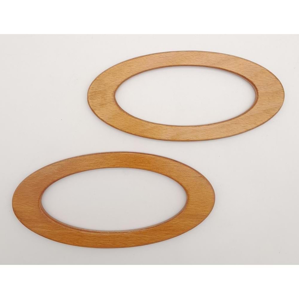 Çanta Aksesuar Oval Model 9x19.5 cm Ahşap Renk Ahşap Çanta Sapı
