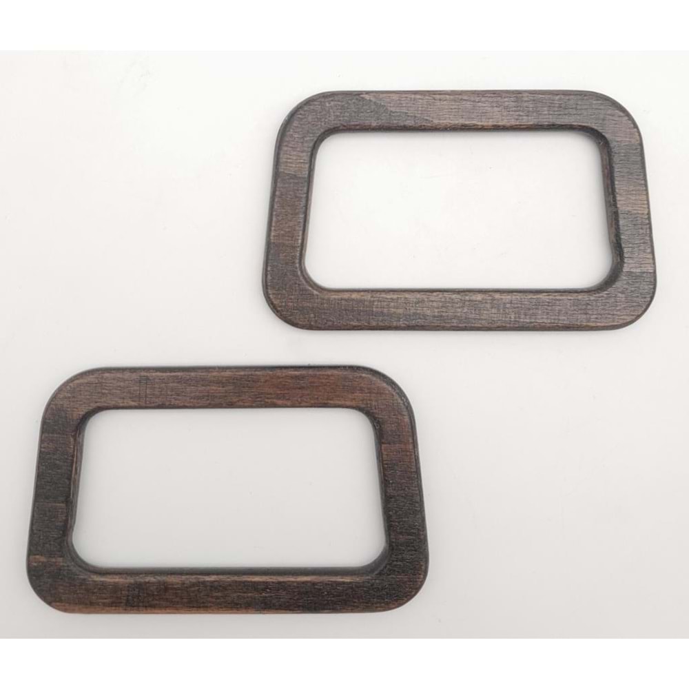 Çanta Aksesuar Eğik Dörtgen Model 7.5x12.5 cm Haki Renk Ahşap Çanta Sapı