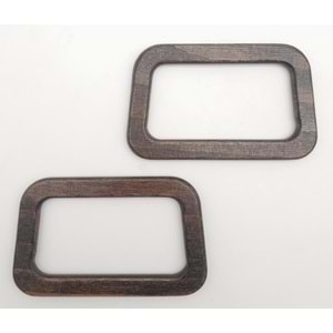 Çanta Aksesuar Eğik Dörtgen Model 7.5x12.5 cm Haki Renk Ahşap Çanta Sapı