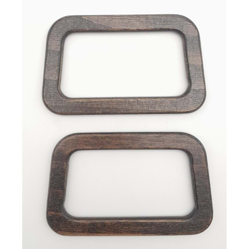 Çanta Aksesuar Eğik Dörtgen Model 7.5x12.5 cm Haki Renk Ahşap Çanta Sapı