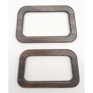 Çanta Aksesuar Eğik Dörtgen Model 7.5x12.5 cm Haki Renk Ahşap Çanta Sapı