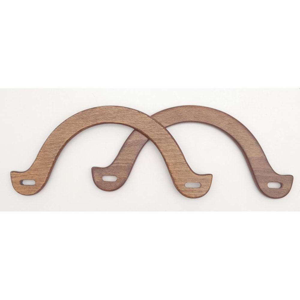 Çanta Aksesuar U Model 10x22 cm Koyu Ahşap Renk Ahşap Çanta Sapı