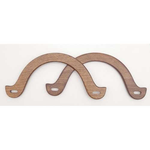 Çanta Aksesuar U Model 10x22 cm Koyu Ahşap Renk Ahşap Çanta Sapı