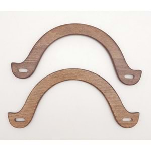 Çanta Aksesuar U Model 10x22 cm Koyu Ahşap Renk Ahşap Çanta Sapı