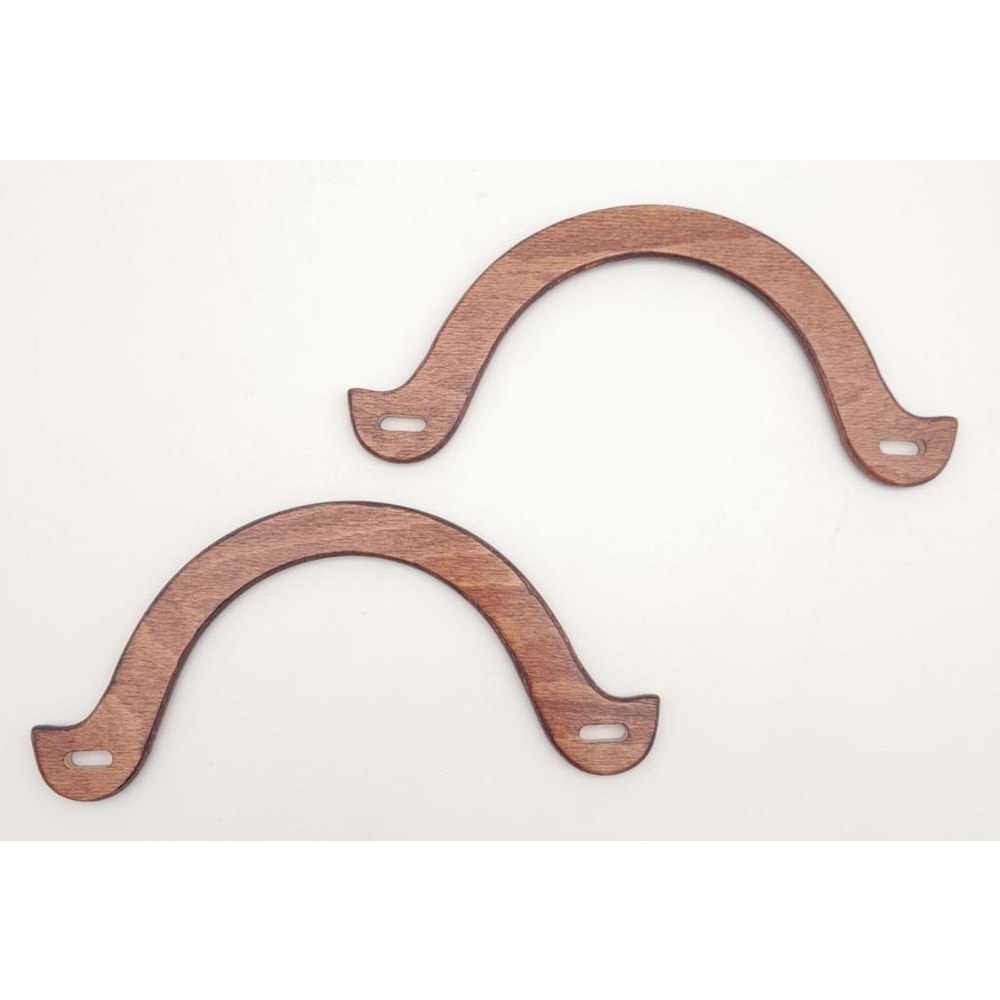 Çanta Aksesuar U Model 10x22 cm Taba Renk Ahşap Çanta Sapı