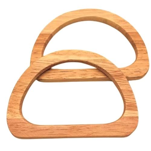 Çanta Aksesuar D Model 12x8 cm Ham Renk Ahşap Çanta Sapı