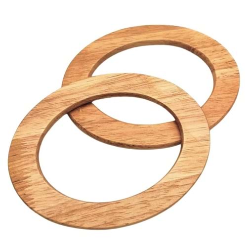 Çanta Aksesuar Oval Model 15x11 cm Ham Renk Ahşap Çanta Sapı