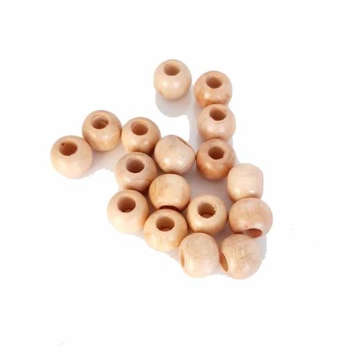 Çanta Aksesuar 14 Mm 10 Adet Açık Renk Ahşap Yuvarlak Boncuk