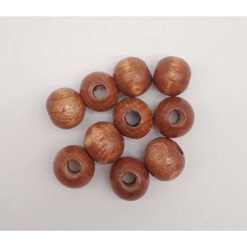 Çanta Aksesuar 20 mm Ahşap Yuvarlak Boncuk Taba Renk 10 Adet
