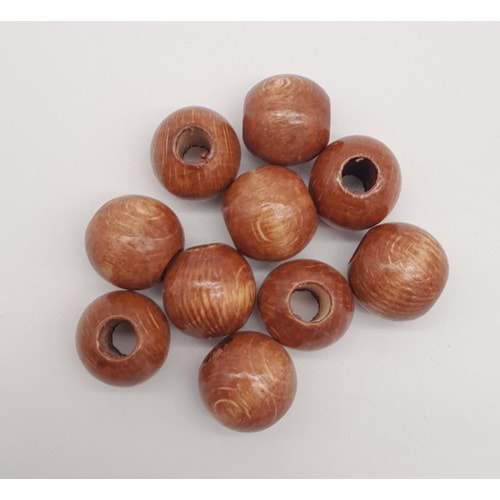 Çanta Aksesuar 24 mm Ahşap Yuvarlak Boncuk Taba Renk 10 Adet