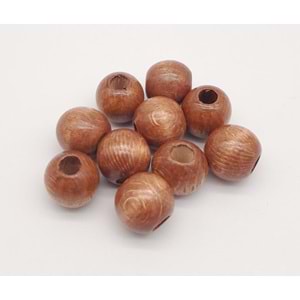 Çanta Aksesuar 24 mm Ahşap Yuvarlak Boncuk Taba Renk 10 Adet