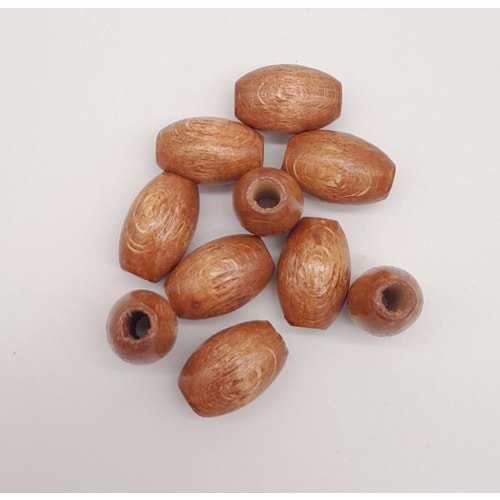 Çanta Aksesuar 17 mm Ahşap Oval Boncuk Taba Renk 10 Adet