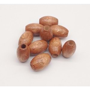Çanta Aksesuar 17 mm Ahşap Oval Boncuk Taba Renk 10 Adet