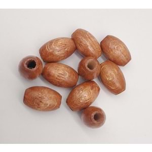 Çanta Aksesuar 17 mm Ahşap Oval Boncuk Taba Renk 10 Adet